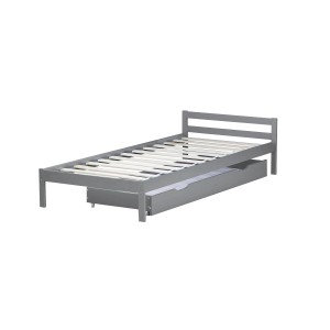 Graues Homestyle4u Bett mit Bettkasten (173x16x63 cm) für zusätzlichen Stauraum.