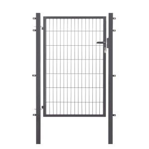 Metallzaun Einzeltor für Doppelstabmatten Anthrazit Rahmen 140 cm x 100 cm