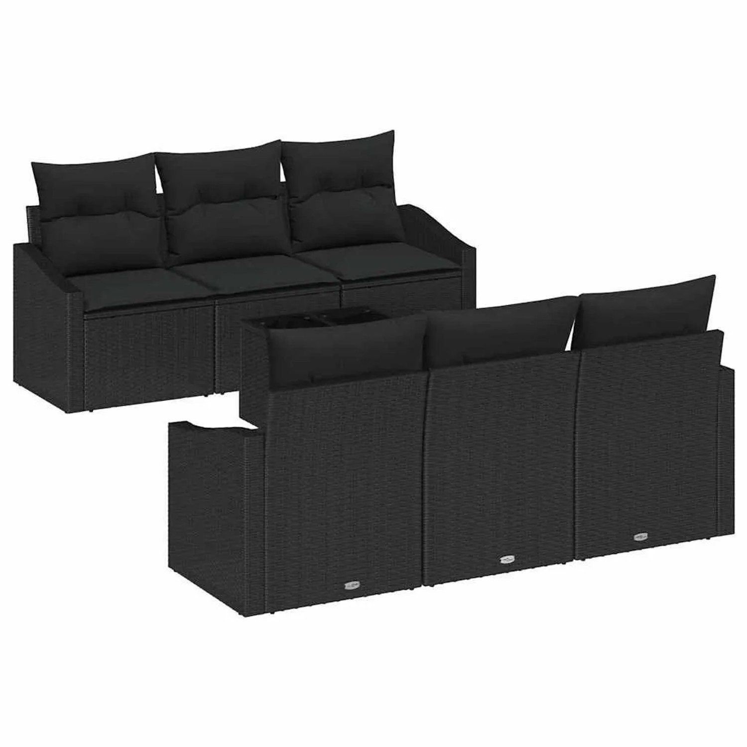 vidaXL Sofa Set mit Kissen mit Speicher 7-Tlg Schwarz Poly-Rattan 3355282 günstig online kaufen