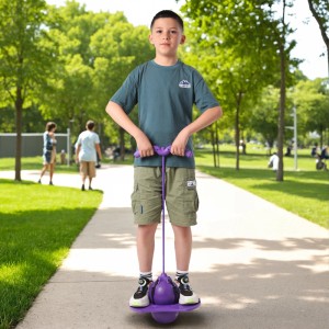 Relaxdays Pogo Ball Kunststoff Lila mit Griffen 74 cm x 39 cm x 29 cm 0,91 kg