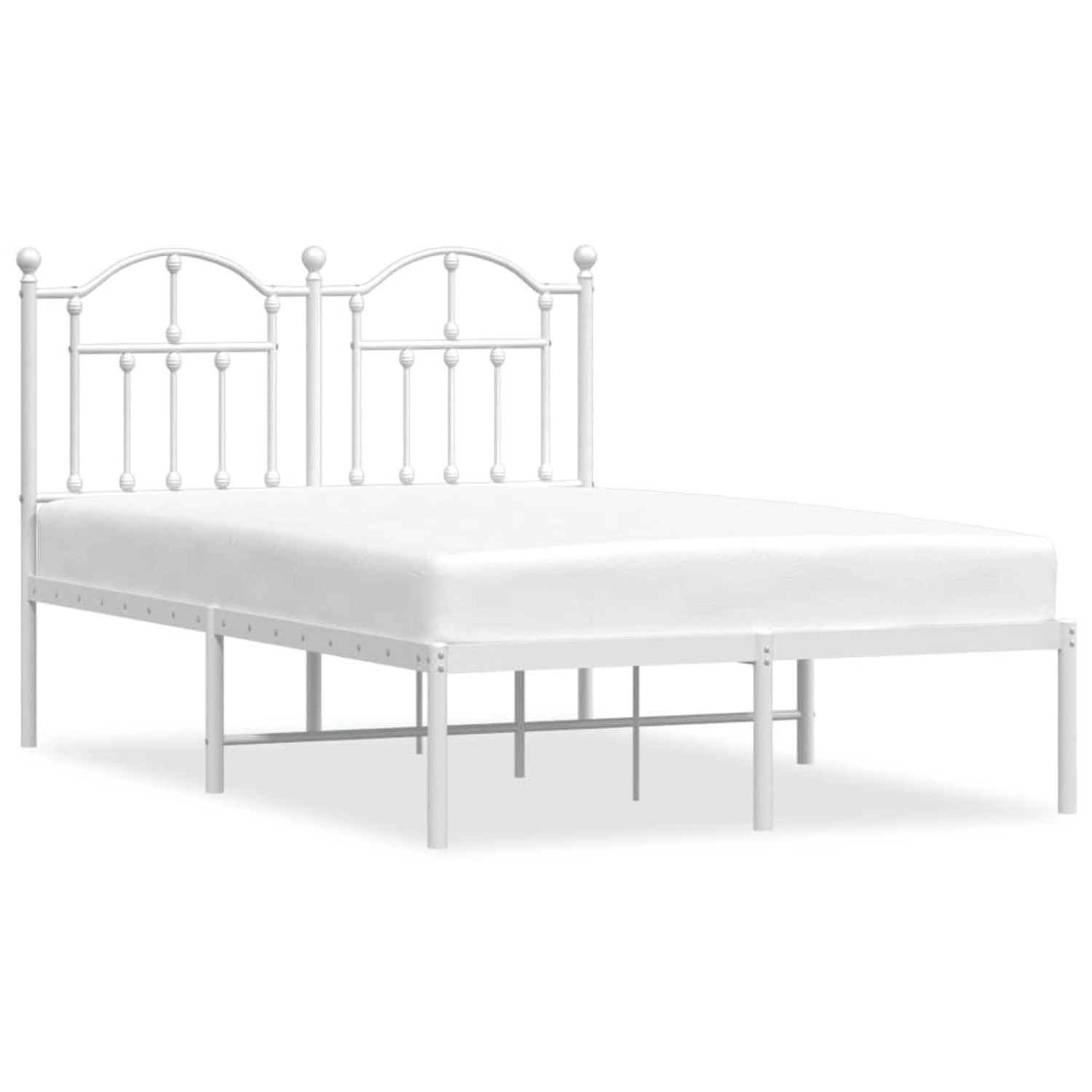 vidaXL Bettgestell Bettrahmen mit Kopfteil Metall Weiß 120x190 cm Bett Bett günstig online kaufen