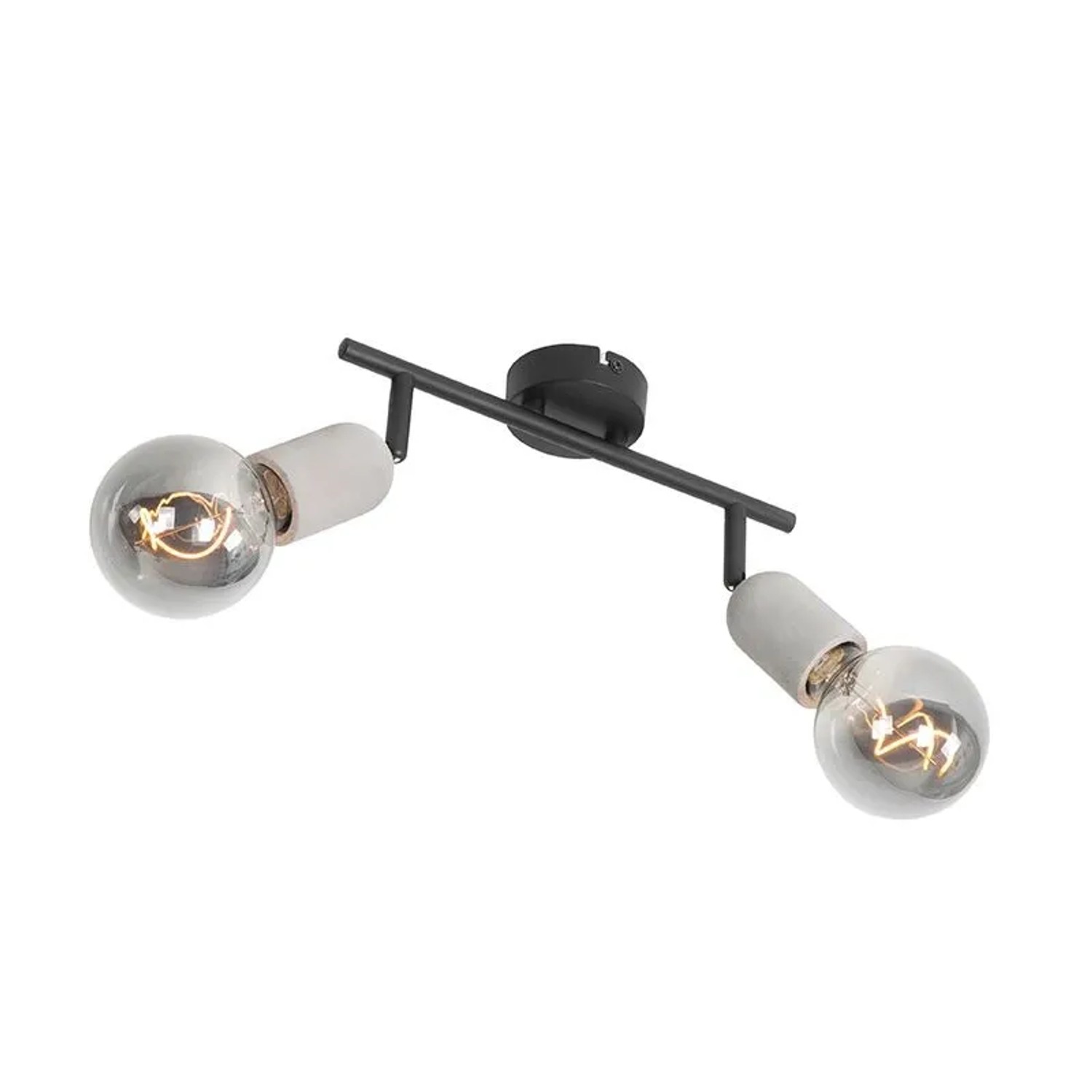 QAZQA Industriefleck Schwarz mit BeTon 2 Licht Pedra