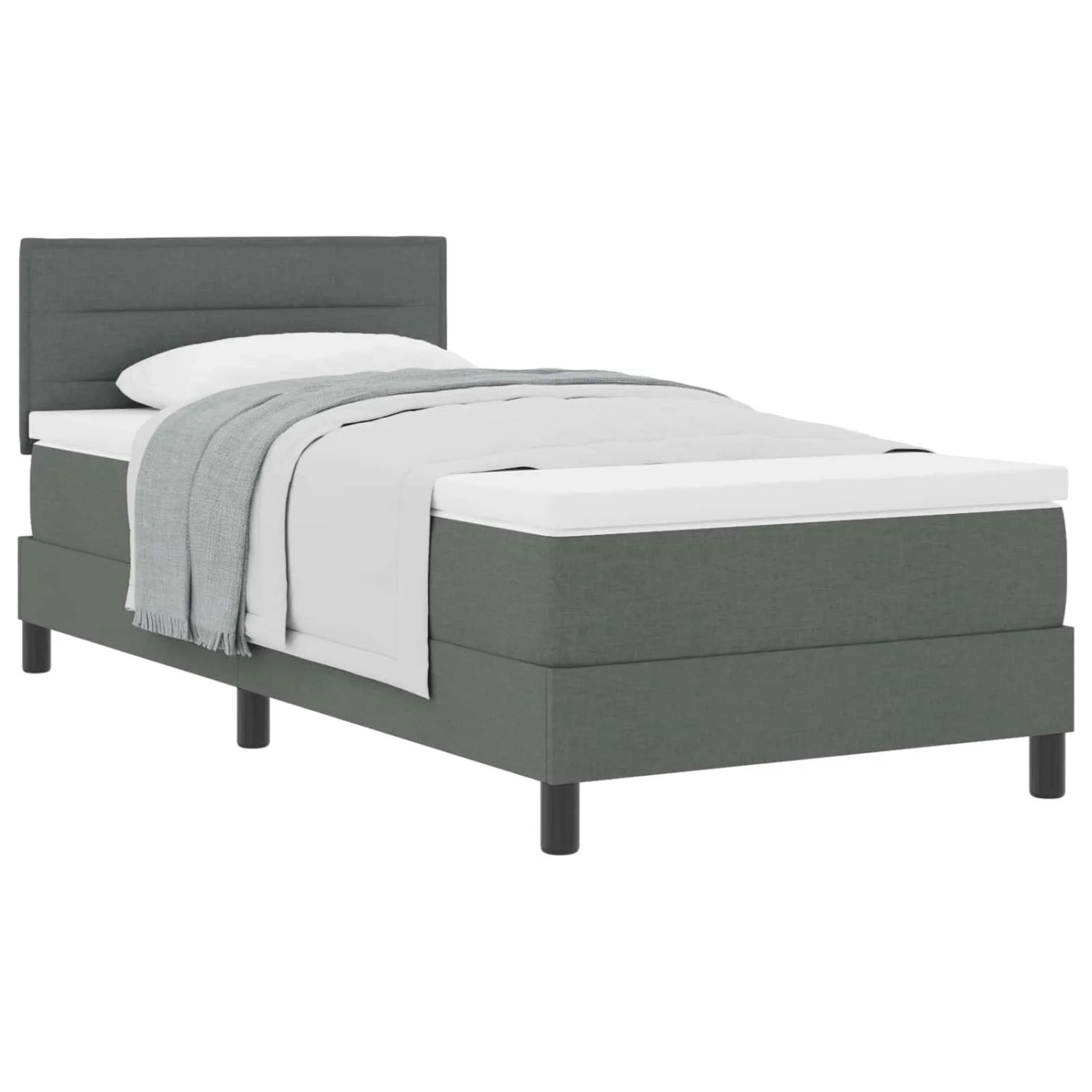 vidaXL Boxspringbett mit Matratze Dunkelgrau 80 x 200 cm Stoff 3338567