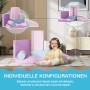 HOMCOM Softbausteine für Kinder, Schaumstoff-Spielplatz mit Rampe, Welle, Zylinder in Lila, Rosa, Grau und Weiß.