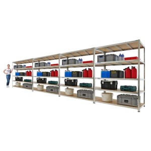PROREGAL Mega Deal: 4 verzinkte Schwerlastregale 180x150x60cm mit MDF-Böden, ideal als Kellerregal, Garagenregal oder Lagerregal.