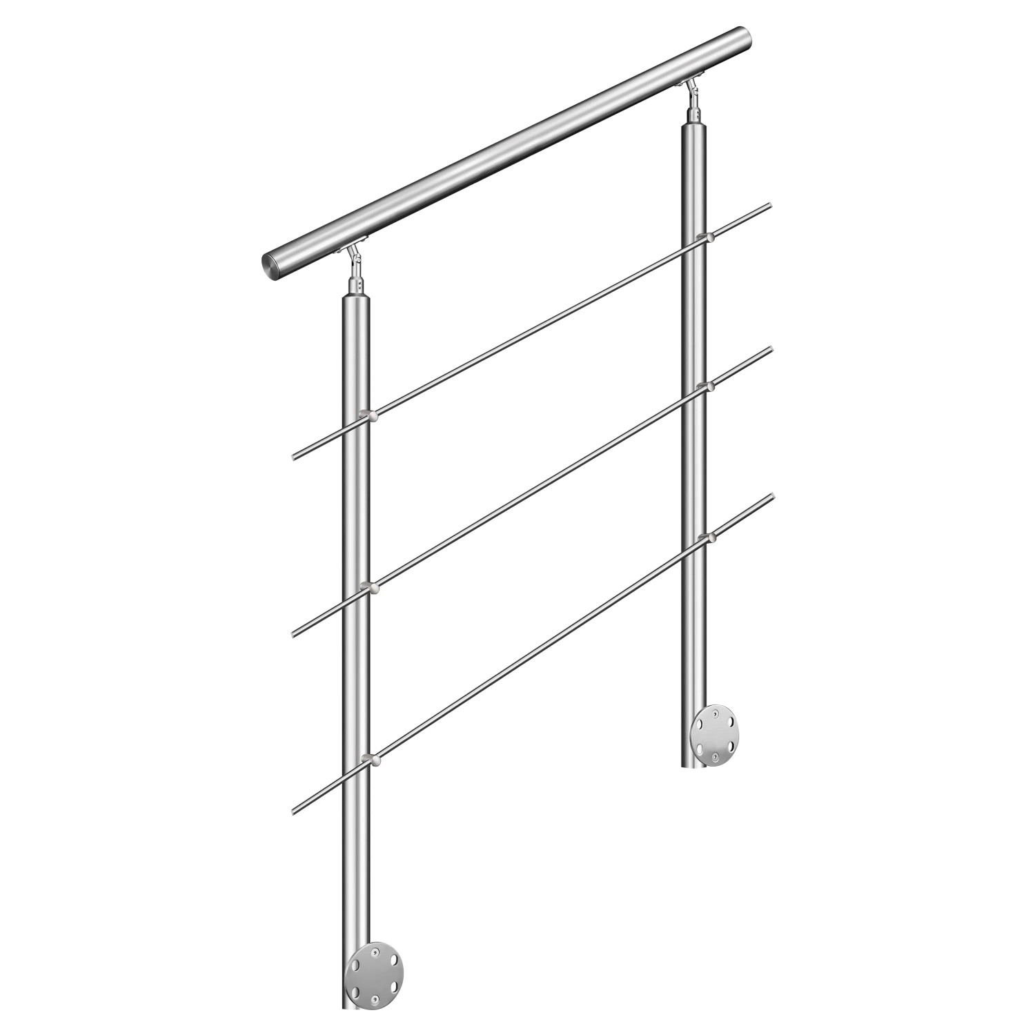 AICA 304 Edelstahl Treppengeländer Set Seitenmontage 100 cm Länge 3 Querstreben