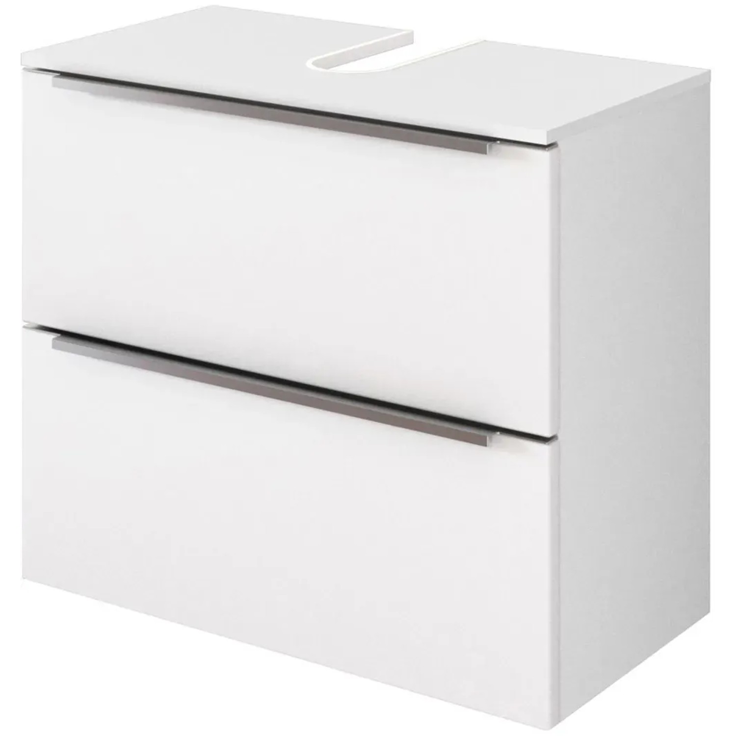 Held Möbel Waschbeckenunterschrank Monza, 60 cm, matt weiß mit zwei Schubladen.