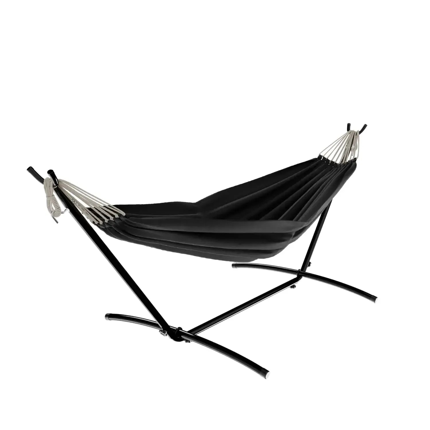 Garmio Hängematte Venedig Anthrazit mit Gestell und Tragetasche.