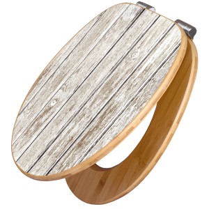 Banjado WC-Sitz aus Bambus mit Holz-Motiv. Toilettendeckel mit Absenkautomatik.