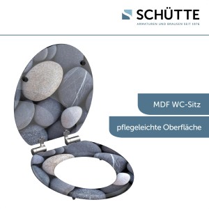 Schütte WC-Sitz Grey Stones aus MDF mit Absenkautomatik, Steindekor.