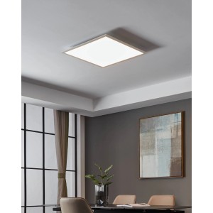 Quadratische, weiße LED-Deckenleuchte Salobrena-Z von Eglo Connect, 59,5x59,5 cm.