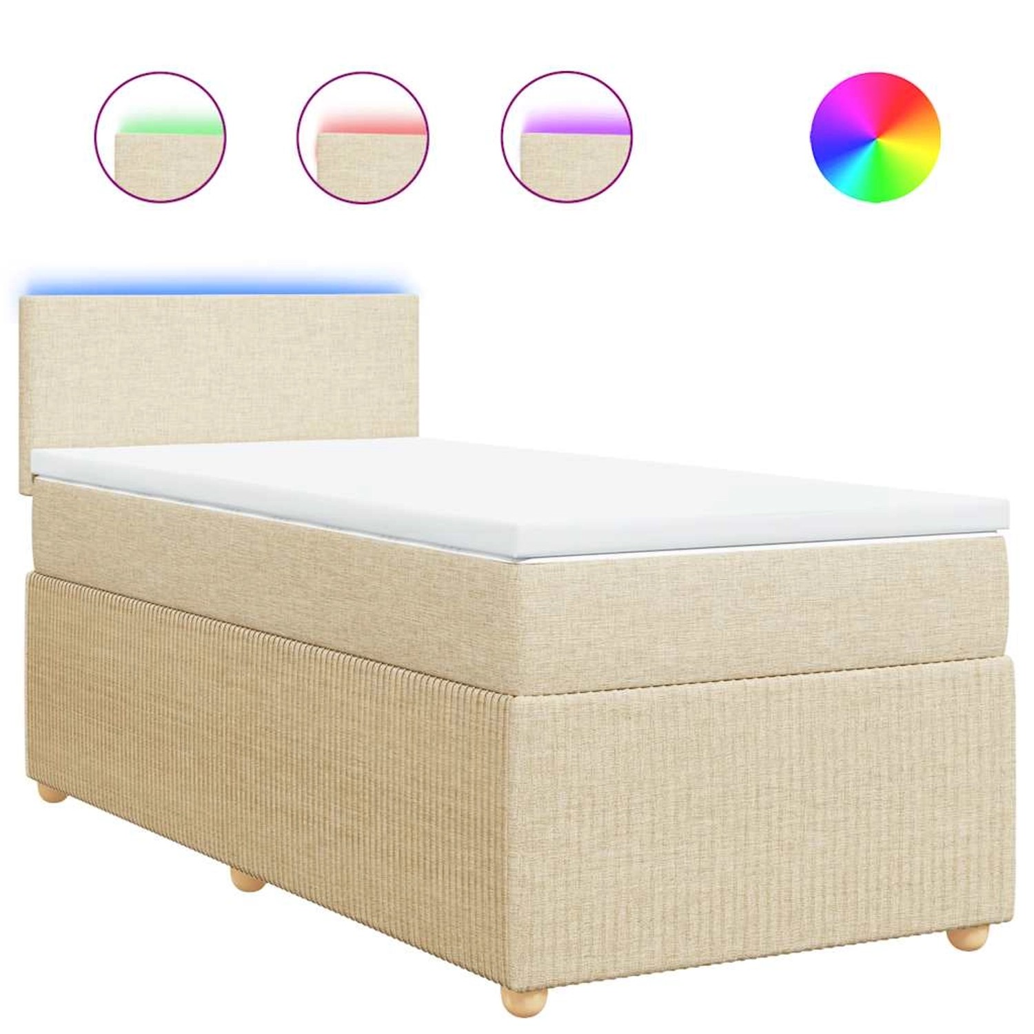 vidaXL Boxspringbett mit Matratze Creme 80x200 cm Stoff 3289581 günstig online kaufen