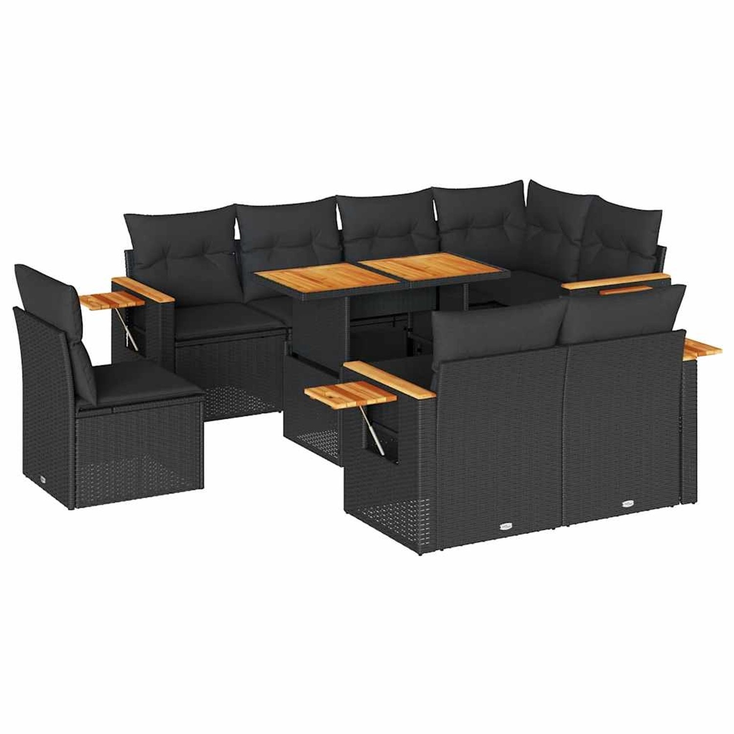 vidaXL 9-Tlg Garten-Sofagarnitur mit Kissen Schwarz Poly Rattan 3327611 günstig online kaufen