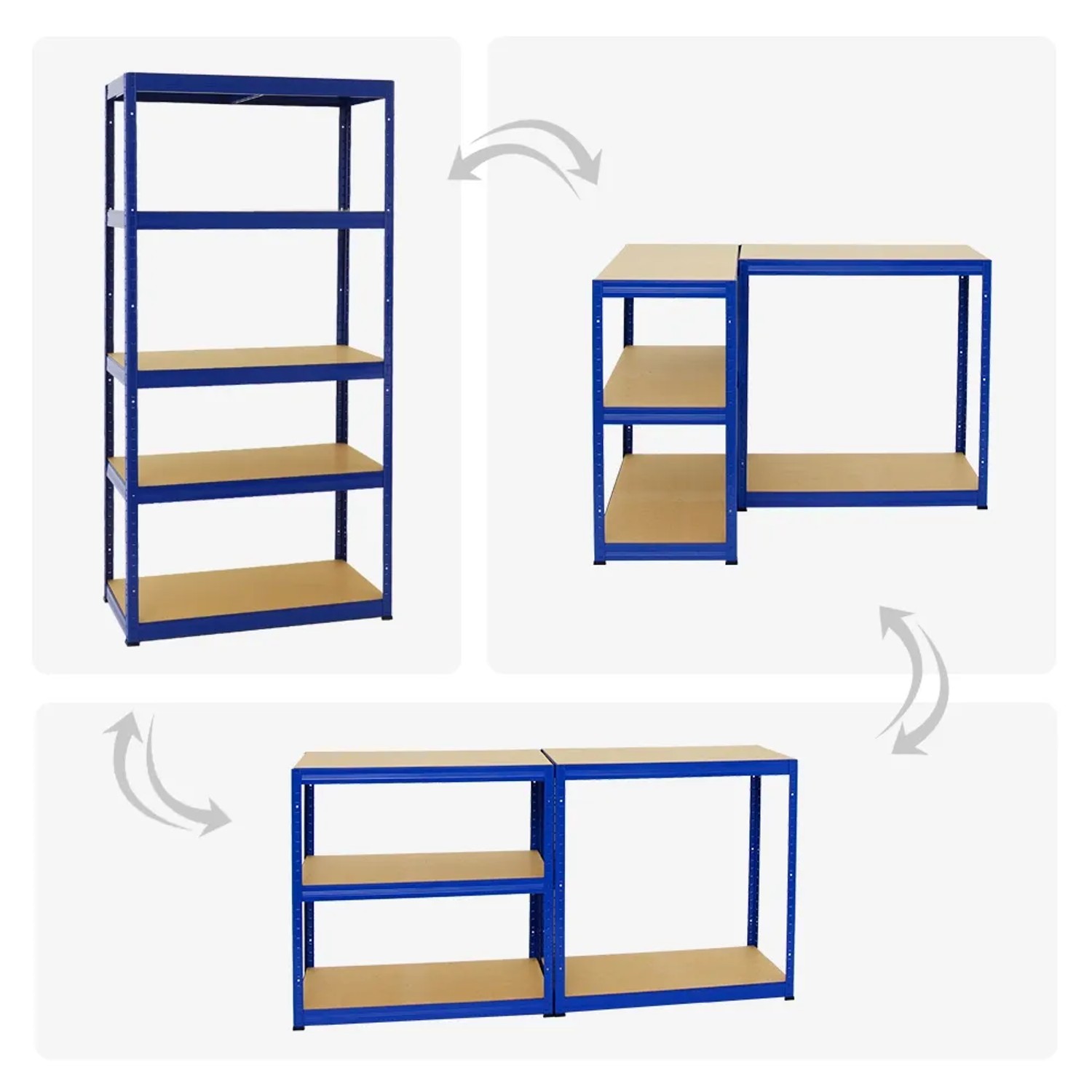 PROREGAL Mega Deal: 2 blaue Schwerlastregale (180x90x45cm) mit 5 MDF-Böden, auch als Werkbank nutzbar.