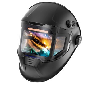 STAHLWERK Automatik Schweißhelm Split mit großem Sichtfeld und Farbdisplay.