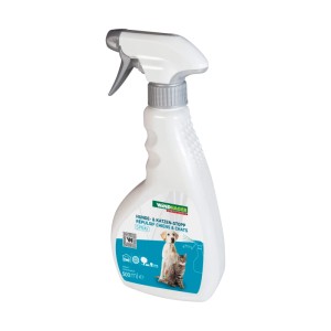 Windhager Hunde- & Katzenabwehr Spray, 500ml Flasche, weiße Sprühflasche mit grauem Sprühkopf.