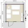 Grundriss Kiehn-Holz Gartenhaus KH 28-028 Unberührt, 300x300 cm, mit Maßen und Einrichtungsskizze.