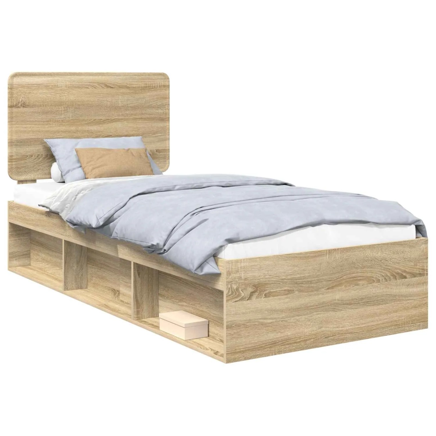 vidaXL Bettrahmen Sonoma-Eiche 75 x 190 cm Massives Kiefernholz 3412553