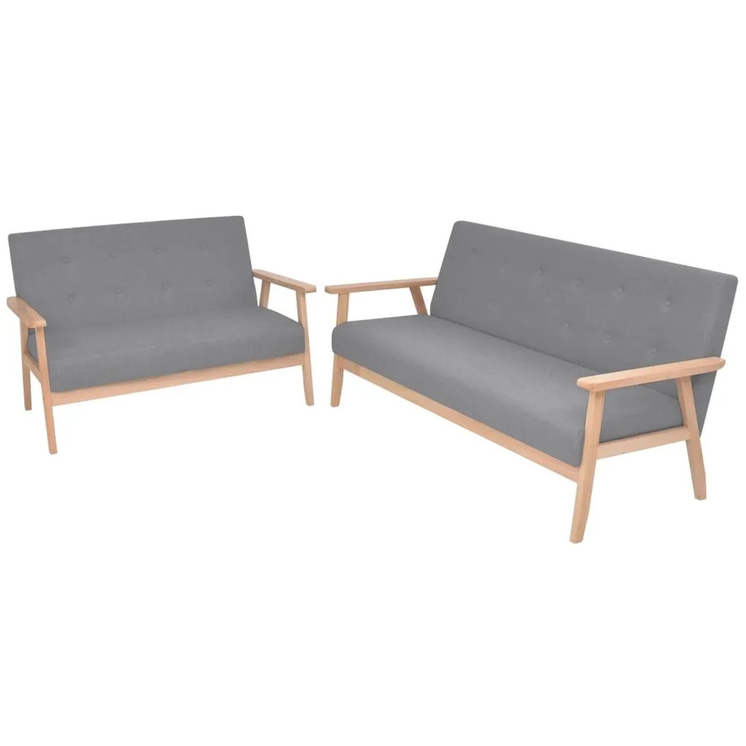 vidaXL Sofa-Set 2-Tlg Stoff Hellgrau 275178