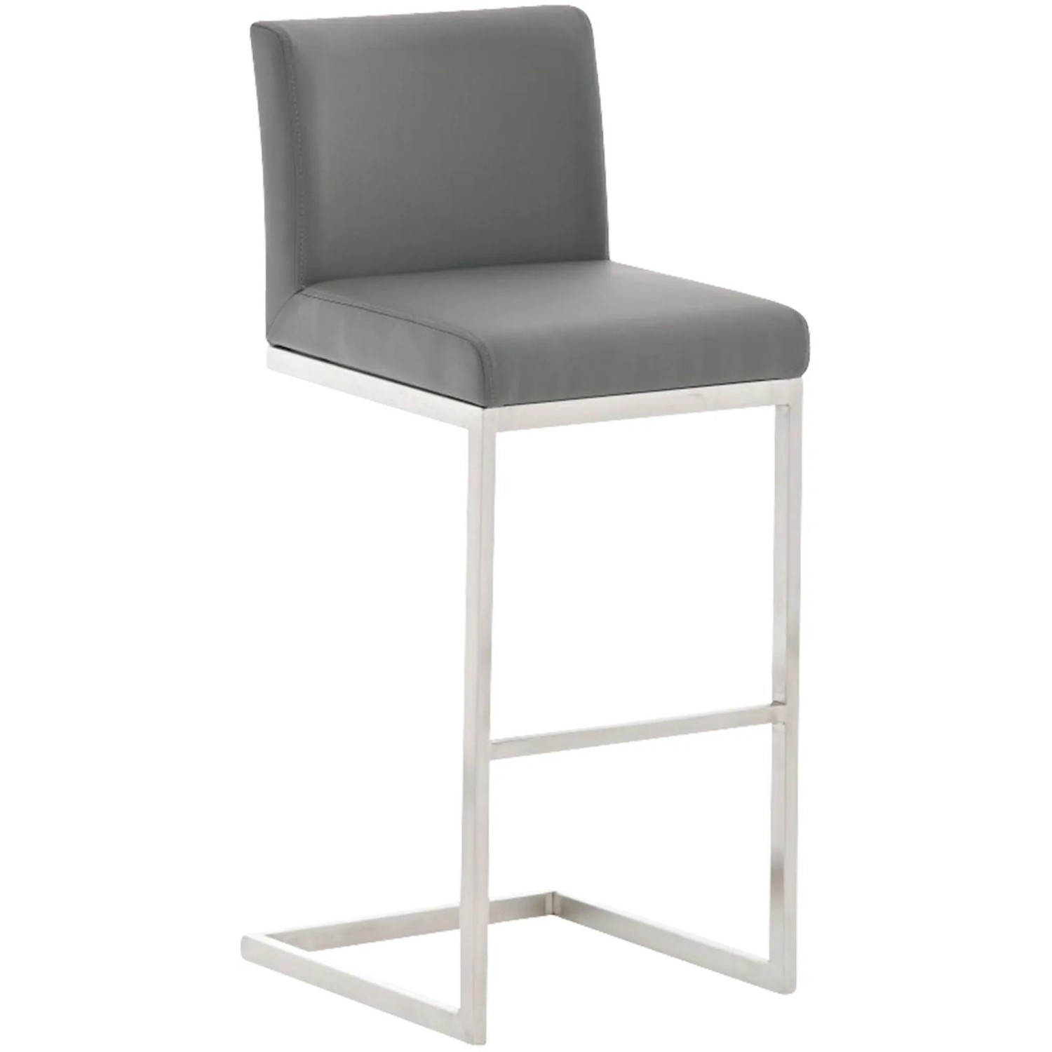 DELUKE Barhocker COBAS Kunstleder Grau 42x48x104cm Barstuhl Mit Lehne Tresenhocker Tresenstuhl