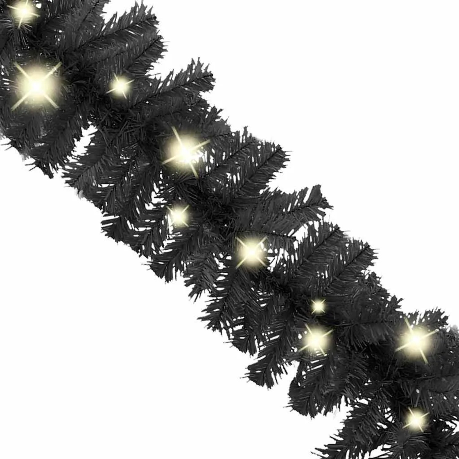 Schwarze vidaXL Weihnachtsgirlande mit LEDs, 20 m lang, festliche Deko.