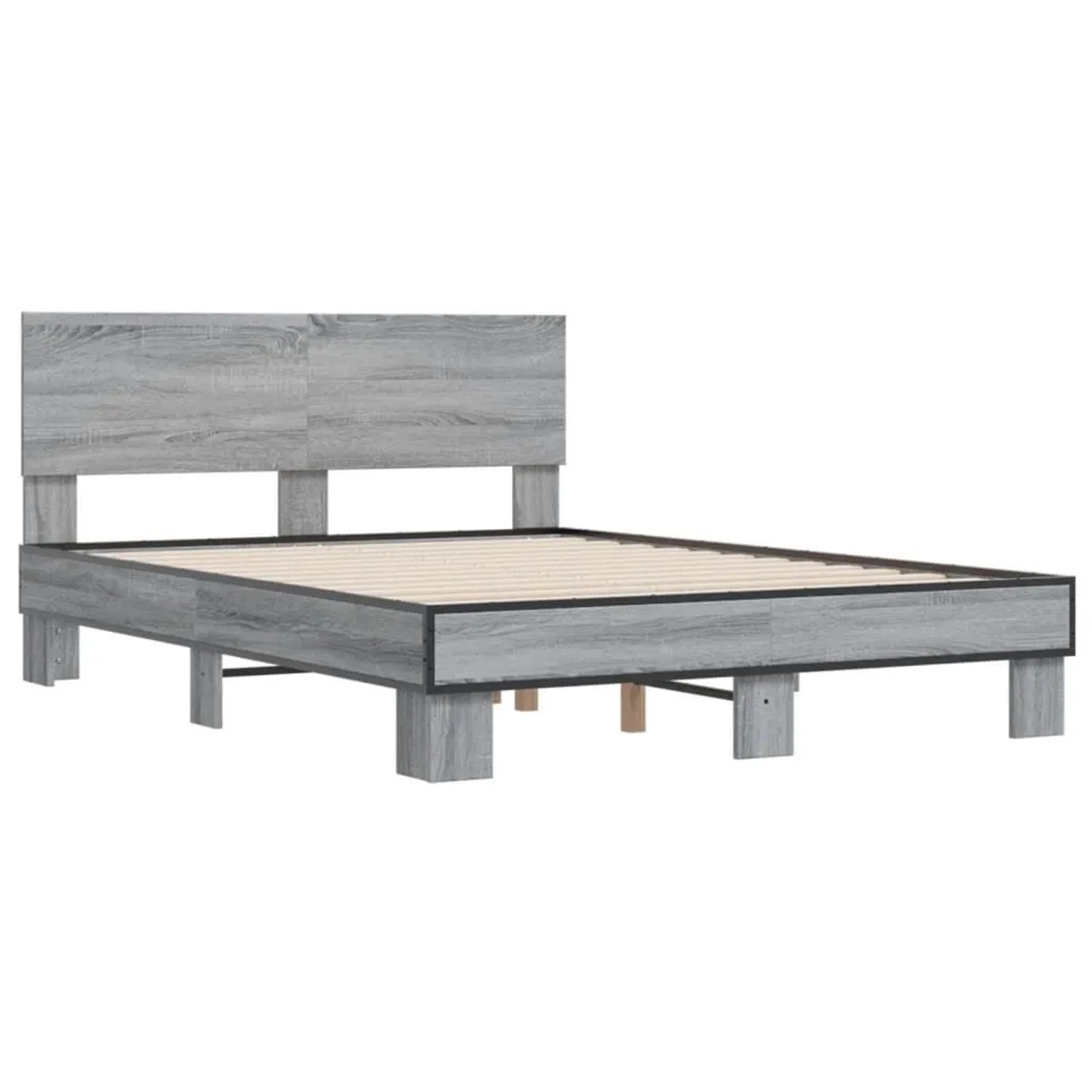 vidaXL Bettgestell Grau Sonoma 120x200 cm Holzwerkstoff und Metall 3280200 günstig online kaufen