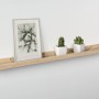 Holz-Bilderleiste Bix, 80 cm, Eiche, mit Deko-Bild und Pflanzen auf weißer Wand.