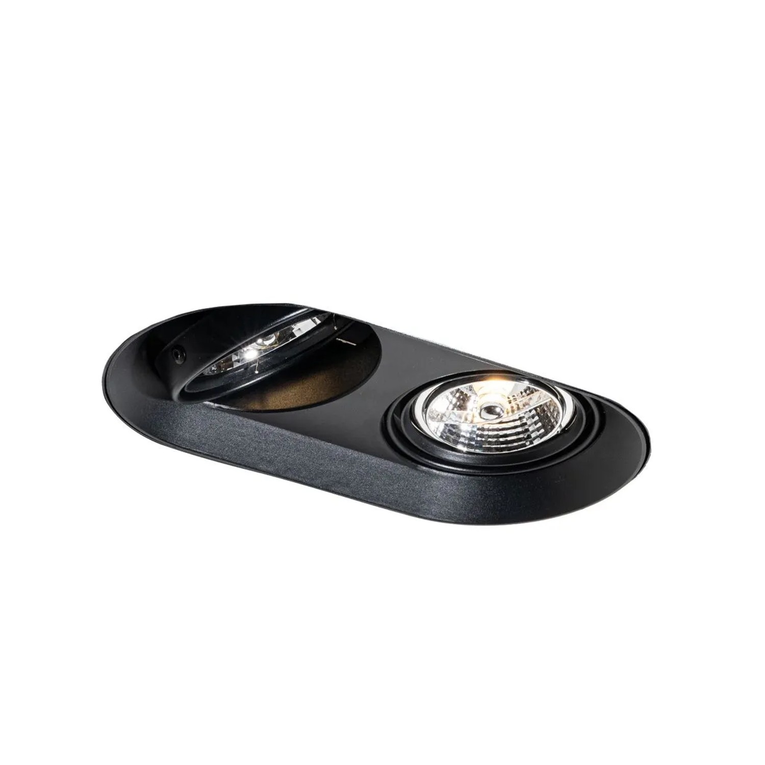 QAZQA Runder Einbau-Strahler Schwarz GU10 70mm 2-flammig Hubs