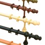 Gardinia Lugano Stilgarnitur Ø 28mm in verschiedenen Farben. Holz-Optik für Gardinen und Vorhänge.