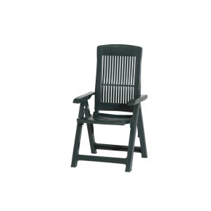 Grüner Progarden Klappsessel Tampa aus Kunststoff, wetterfest und platzsparend.