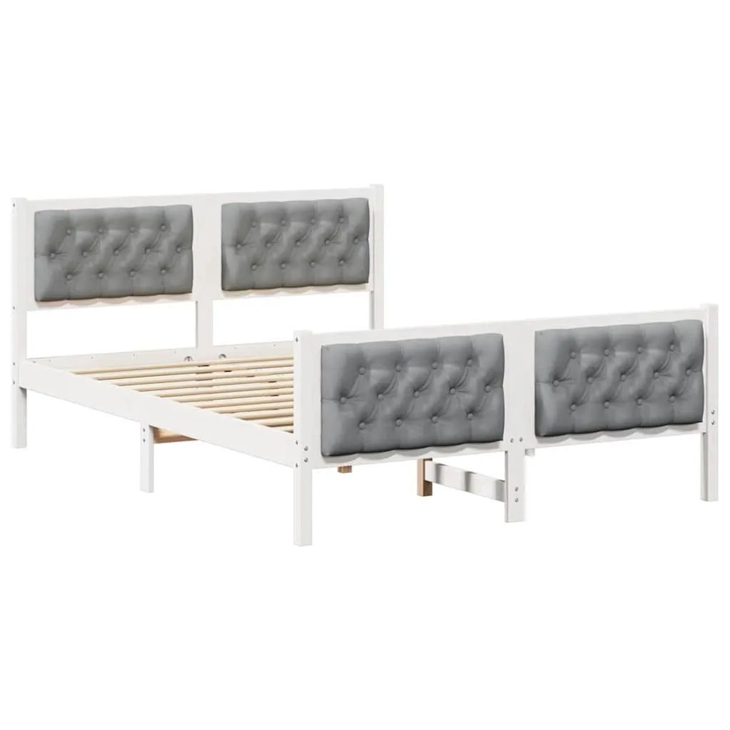vidaXL Bettrahmen Hellgrau 140 x 200 cm Massives Kiefernholz 3394292