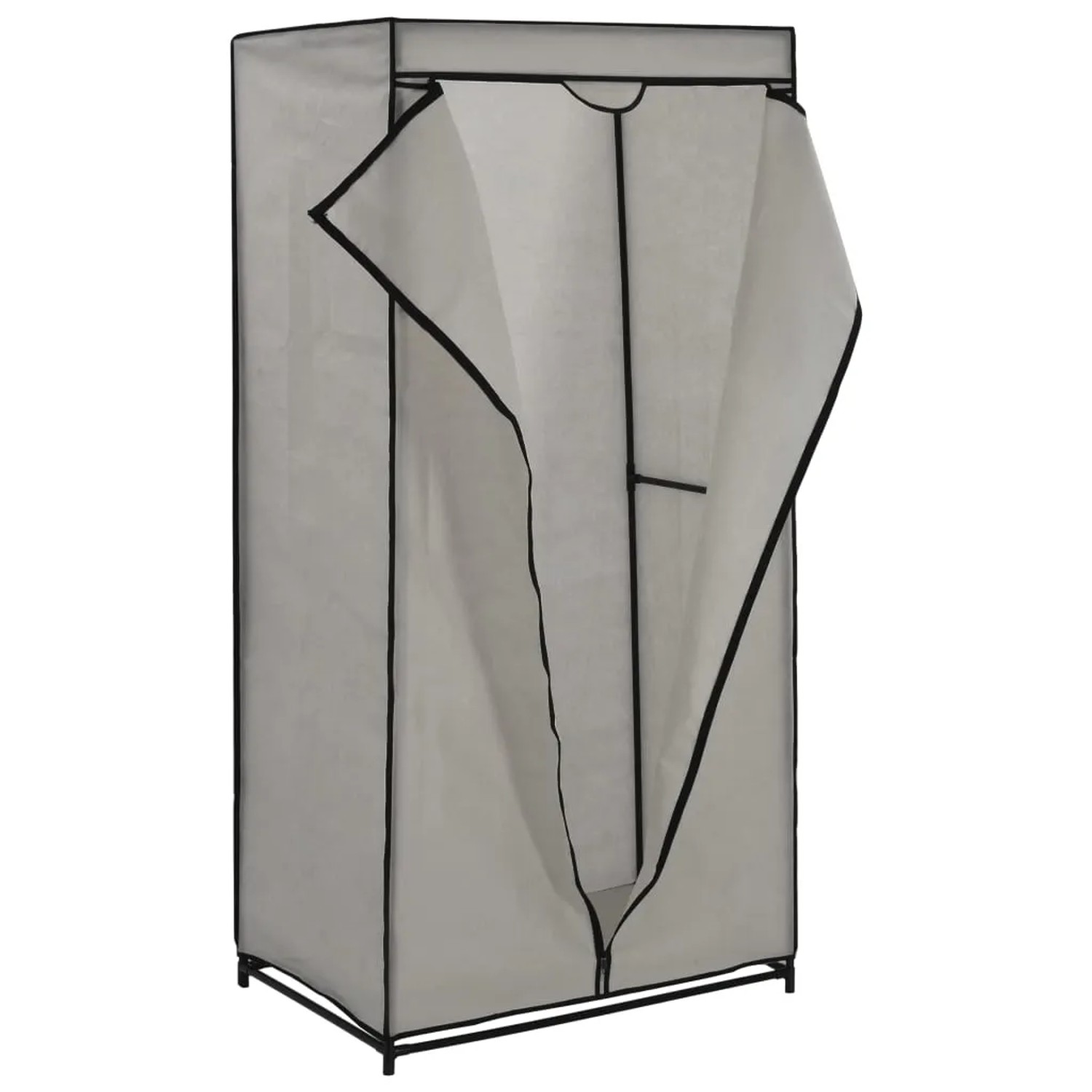 vidaXL Kleiderschrank, grau, 75x50x160 cm, mit Stoffbezug und Reißverschluss.