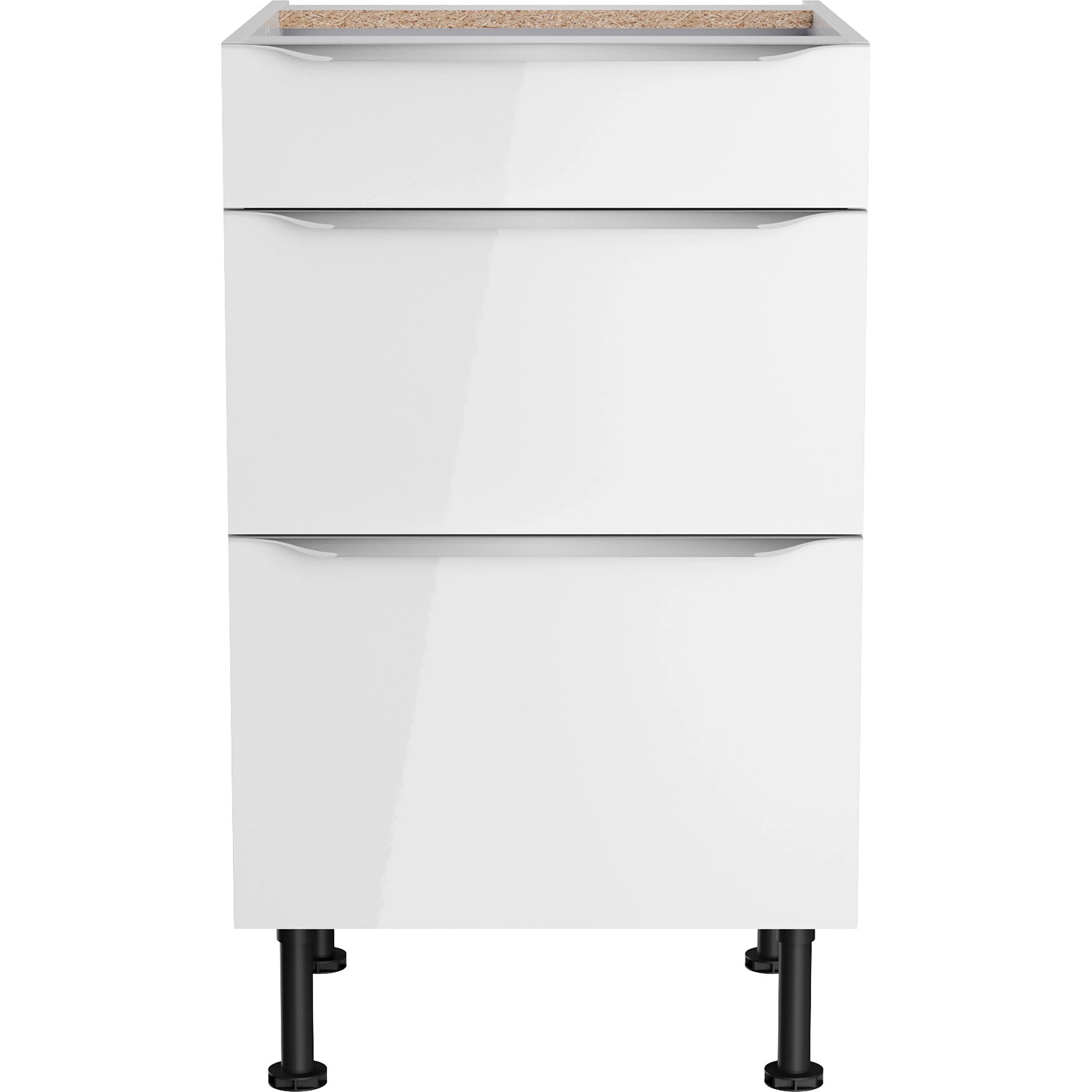 Optifit Unterschrank Arvid986 mit 3 Auszügen, 50x87x58,4 cm, Weiß, für die Küche.