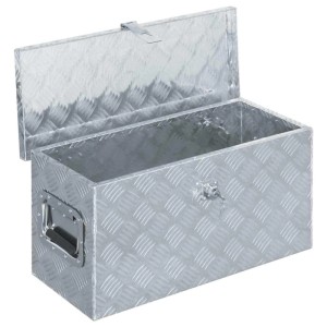 DELUKE Aluminiumbox Mit Deckel Abschließbar Alubox Deichselbox Alu Anhängerbox Werkzeugkiste Transportbox Metallkiste 61,5x26,5x30cm Silber