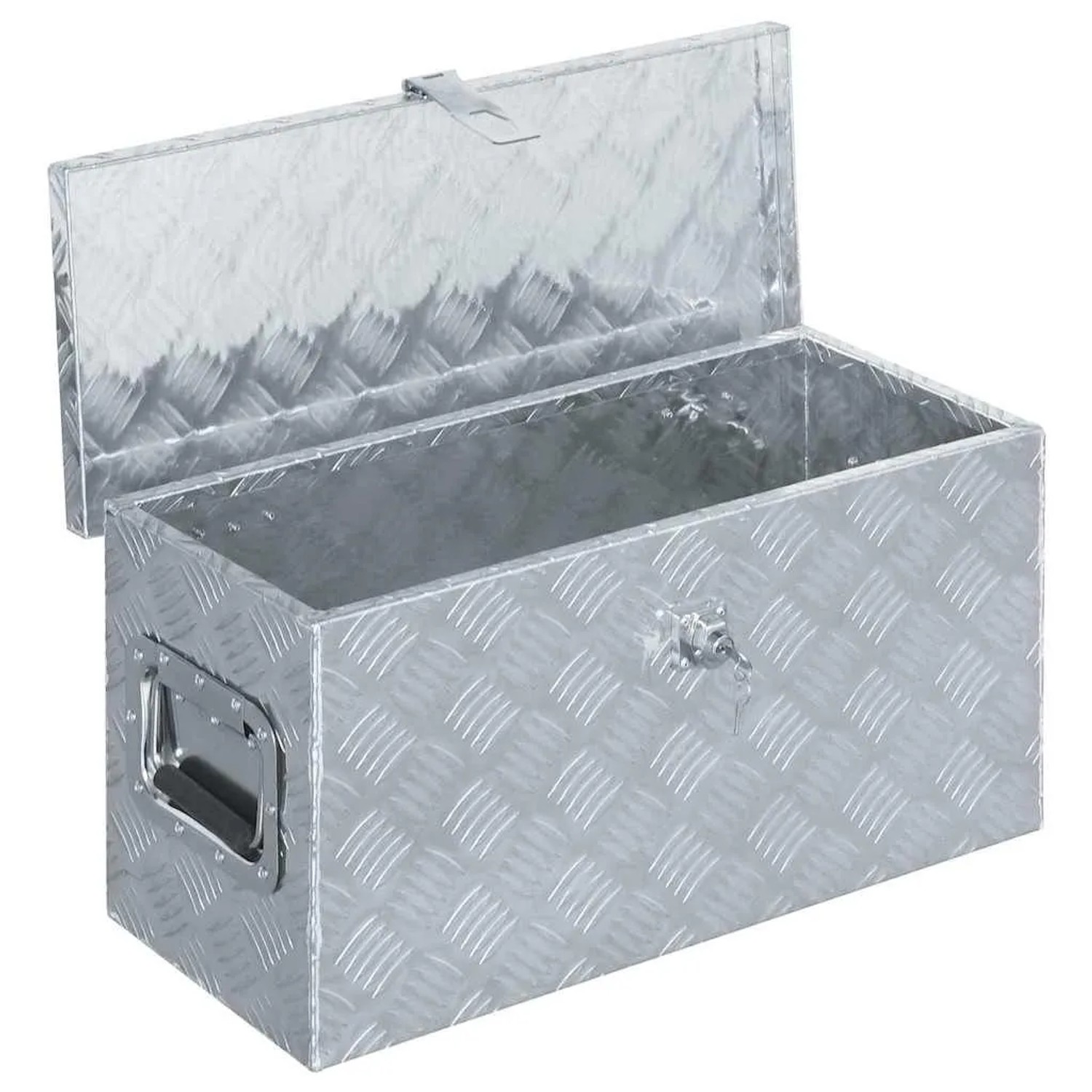 DELUKE Aluminiumbox Mit Deckel Abschließbar Alubox Deichselbox Alu Anhängerbox Werkzeugkiste Transportbox Metallkiste 61,5x26,5x30cm Silber_2