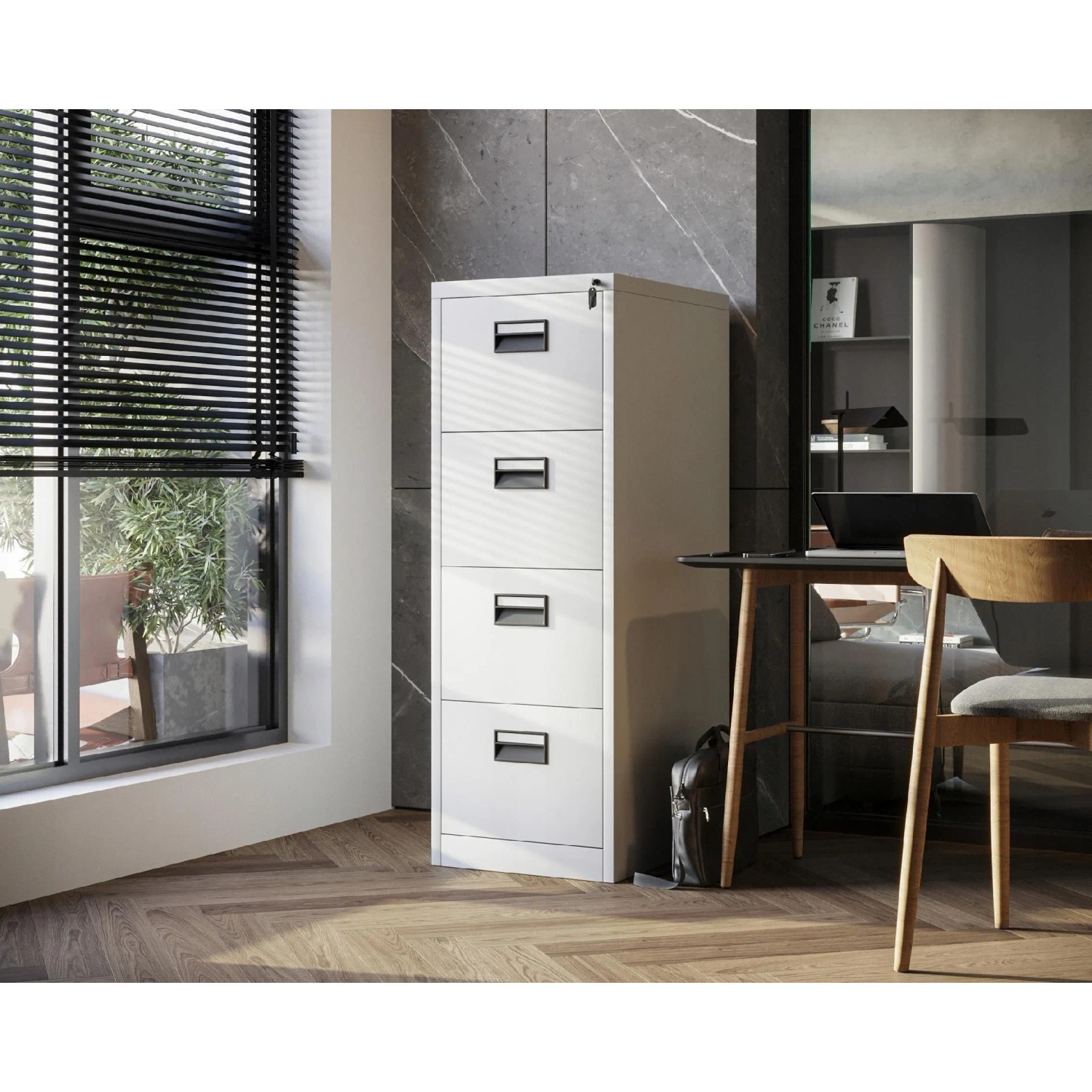 Jan Nowak Aktenschrank mit 4 Schubladen SARA V4 132 x 46 x 62 cm Grau_5