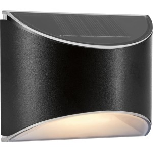 Schwarze LED Solar Wandleuchte (2er-Set) für den Außenbereich.