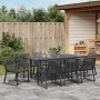 Schwarze vidaXL Garten Essgruppe, 9-teilig, aus Stahl und Poly Rattan. Gartentisch mit 8 Stühlen.