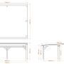 Technische Zeichnung: Holzbrüder Carport Ralf 42, 250 kg/m², Natur/Schwarz, Maße und Details.