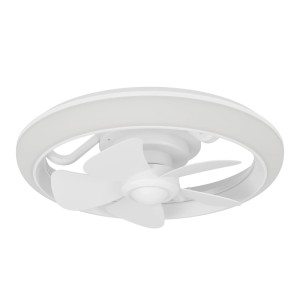 Weißer Eglo LED-Deckenventilator Fernandina mit Lichtring und 3 Flügeln. Modernes Design, Ø 39,8 cm.