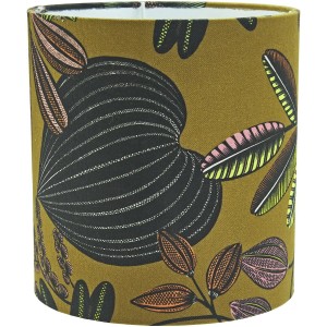 PR Home Lampenschirm Celyn Orphee, khaki grün mit Blättern, E27, 40x43cm.