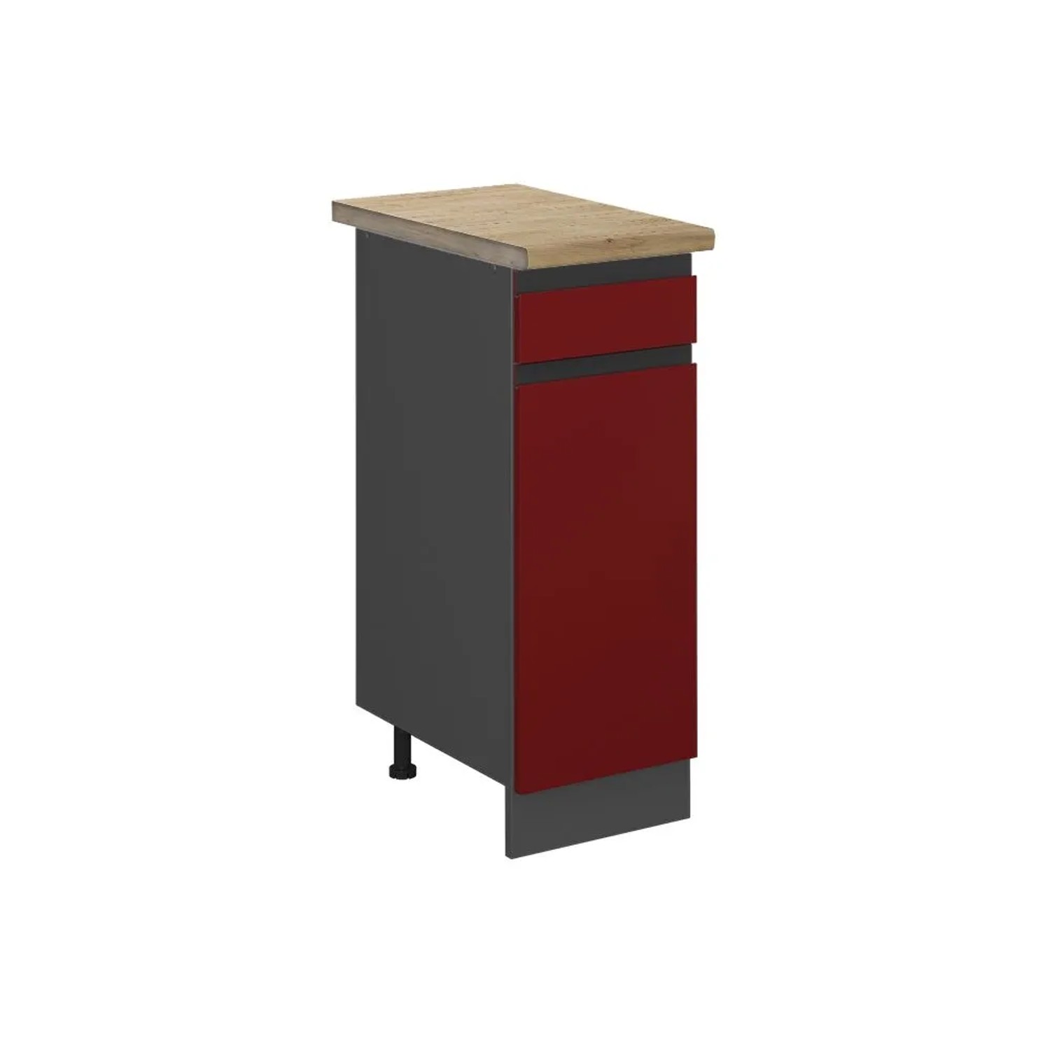 Vicco Küchenunterschrank R-Line Schubladenschrank für die Küche Rot Anthrazit 30 cm J-Shape AP Eiche