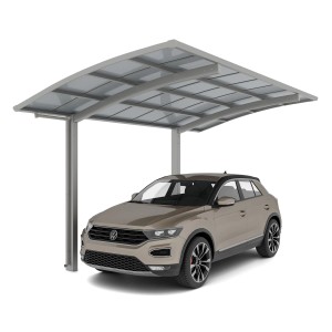 Ximax Alu Carport Portoforte Typ 60 im Edelstahl-Look mit Auto. Einzelcarport mit transparentem Dach.