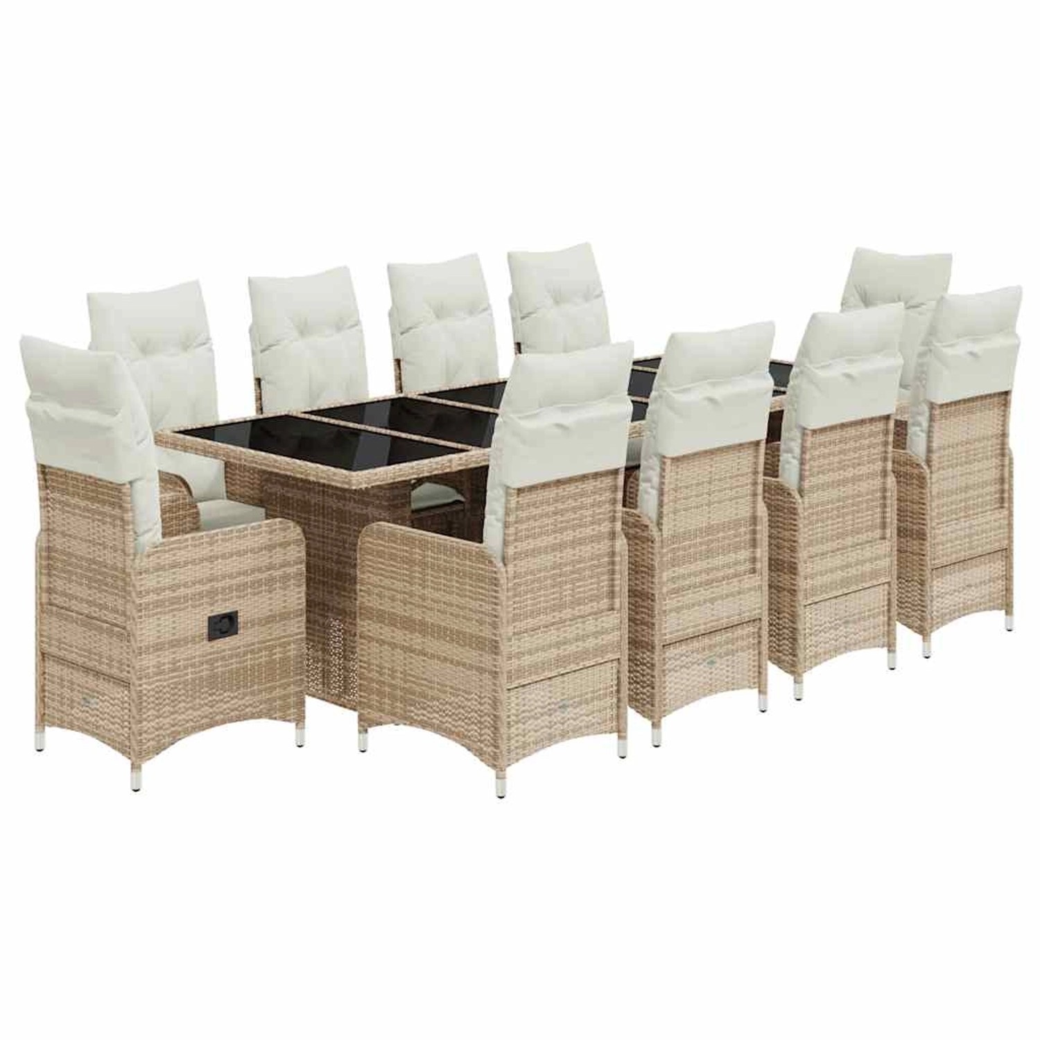 vidaXL 11-Tlg Garten-Bistro-Set mit Kissen Beige Poly Rattan 3277287