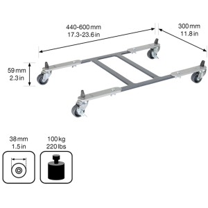Wagner Pflanzenroller GH 0820, ausziehbar, silberfarben, 30x60cm, mit Rollen für bis zu 100kg.