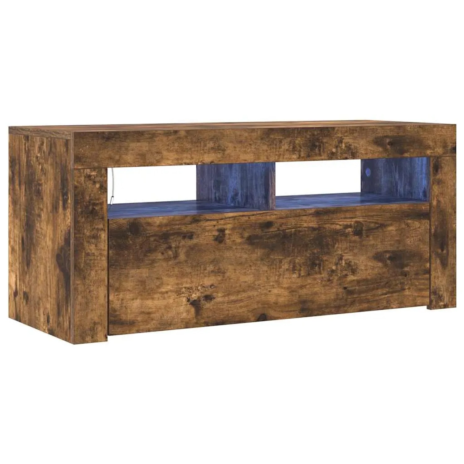 vidaXL TV-Schrank mit LED-Leuchten Räuchereiche 90x35x40 cm 822721