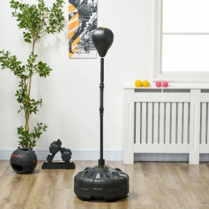 Schwarzer SPORTNOW Punchingball aus Kunstleder mit Stahlständer, höhenverstellbar für das Boxtraining.