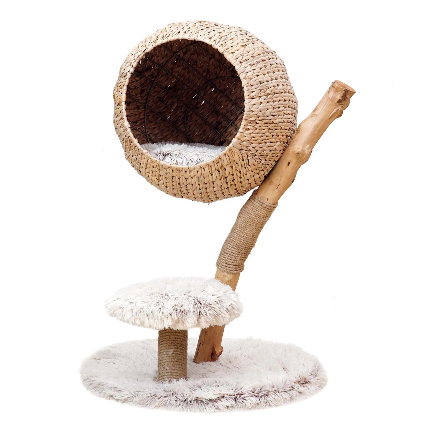 Fudajo Kratzbaum Zweigdesign Katzenkorb 83Cm Katzenkratzbaum Holz Katzenbaum