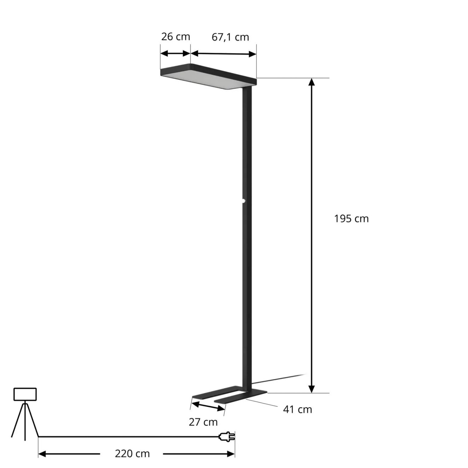 Arcchio LED Stehlampe Timon, dimmbar, schwarz, Aluminium, 195cm hoch, für Arbeitszimmer.
