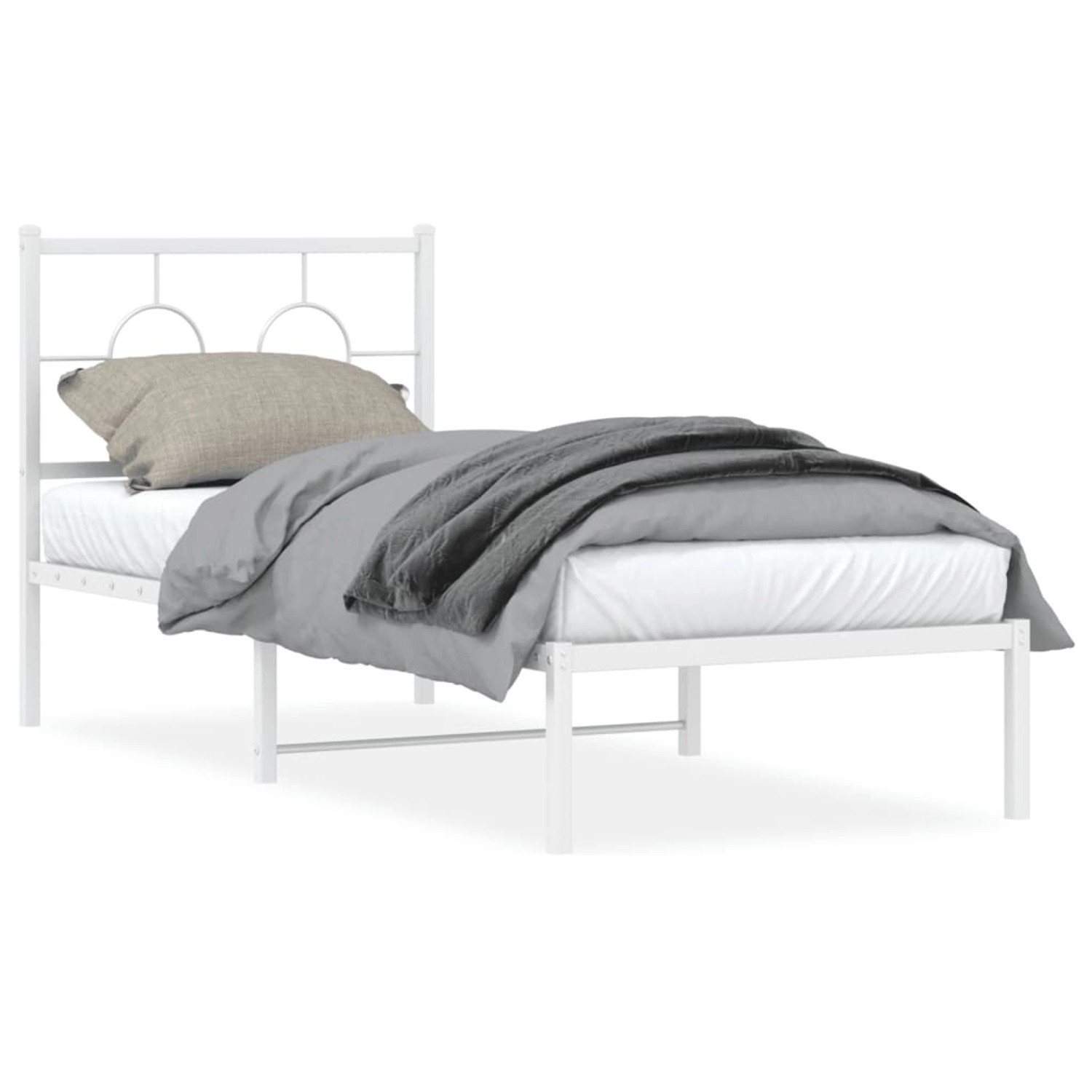 vidaXL Bettgestell mit Kopfteil Metall Weiß 80x200 cm 376266 günstig online kaufen